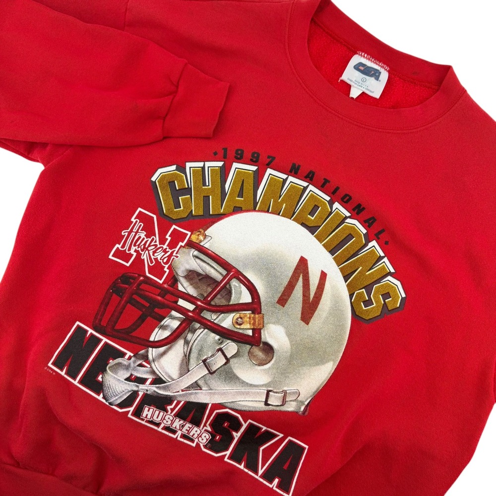 Vintage CSA Nebraska Cornhuskers 1997 National Champions Sweatshirt Red Mens L